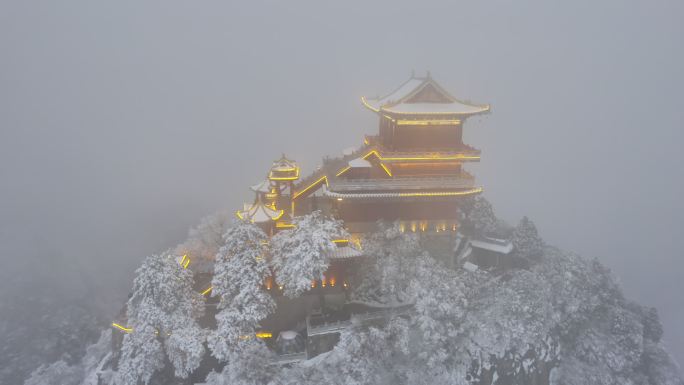 秦岭南五台灵应台冬季雪景雪松航拍15