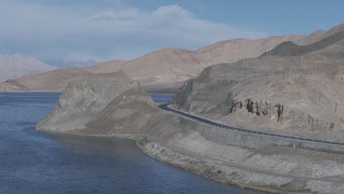 西藏班公湖 公路 航拍