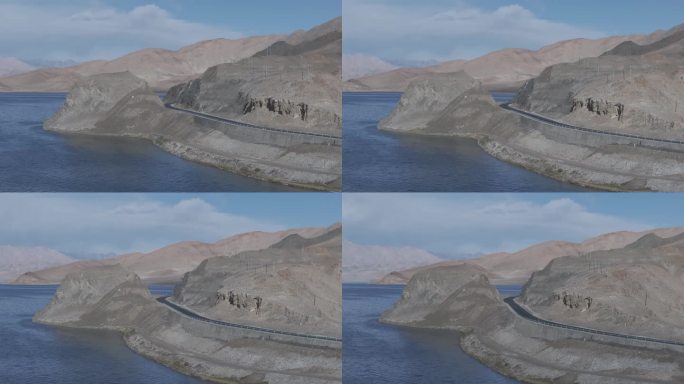 西藏班公湖 公路 航拍