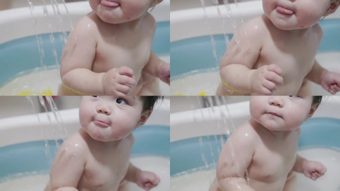【4K原创】婴儿洗澡冲水