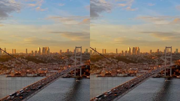 伊斯坦布尔标志性的博斯普鲁斯大桥和迷人的博斯普鲁斯海峡，#TemmuzŞehitlerKöprüsü