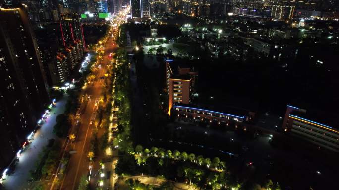 杭州下沙城市夜景文泽路