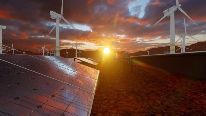 一排排可持续能源太阳能电池板