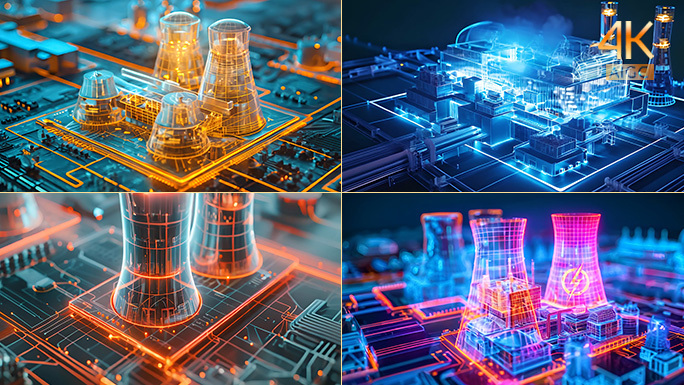 高科技核电站全息结构影像原子能核子反应堆