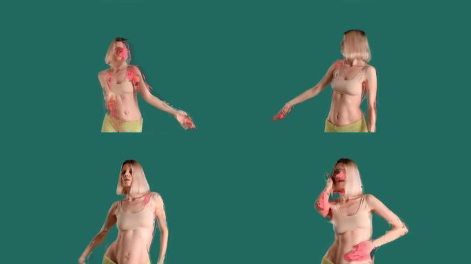 舞蹈的女性形象的视频与额外的超现实效果