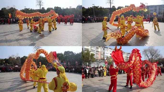 民间广场舞龙表演