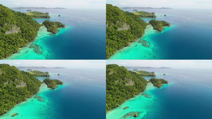 斐济隐秘的泻湖。无人机景观天线