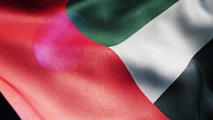 挥舞着阿拉伯联合酋长国国旗的慢动作。三维渲染