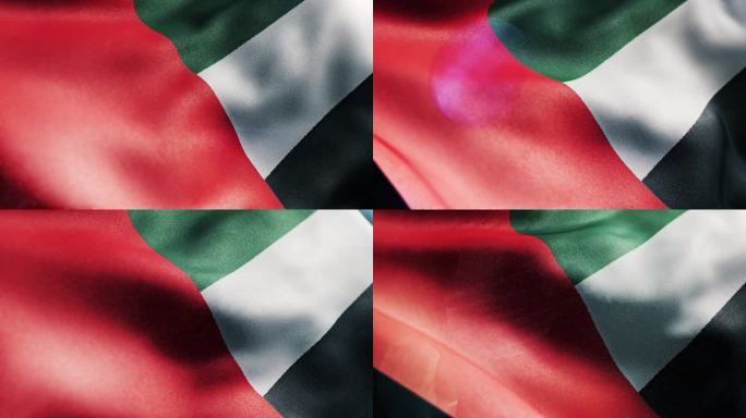 挥舞着阿拉伯联合酋长国国旗的慢动作。三维渲染