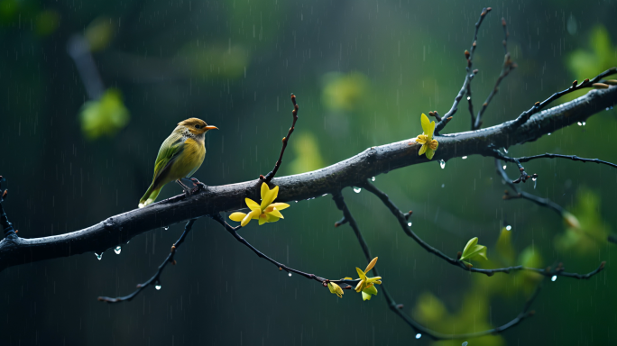 森林自然雨水谷雨惊蛰清明节气