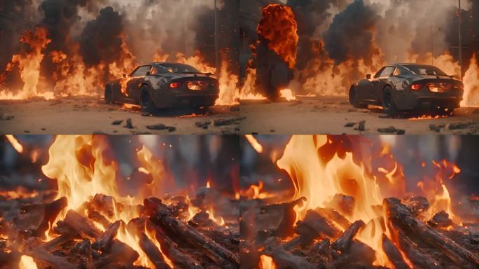 汽车燃烧-火焰