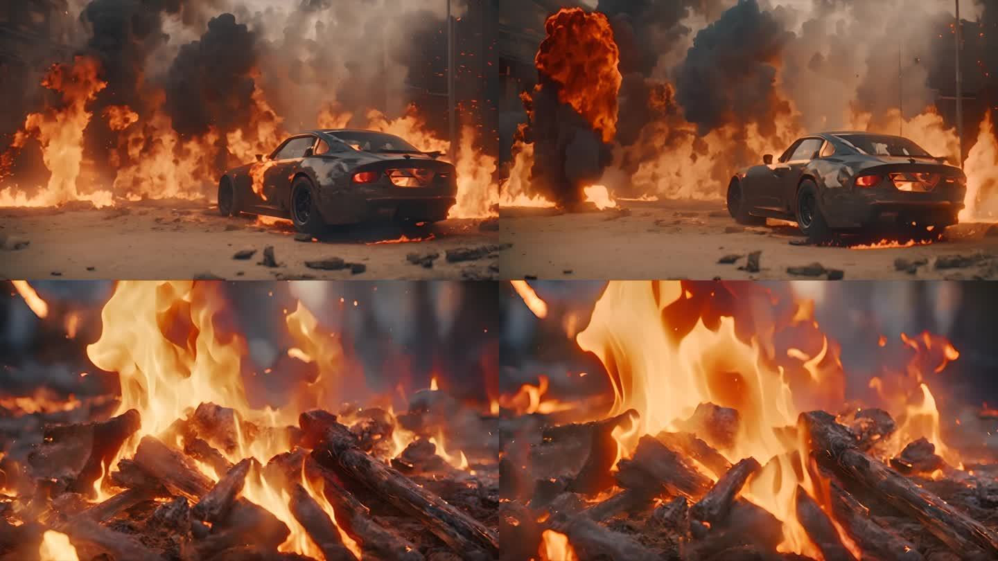 汽车燃烧-火焰