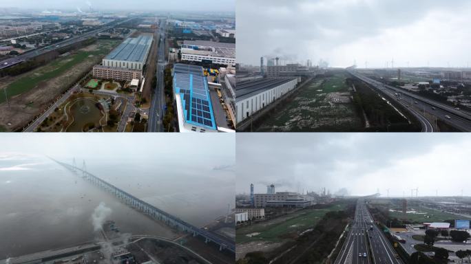 杭州湾跨海大桥新区工业园航拍