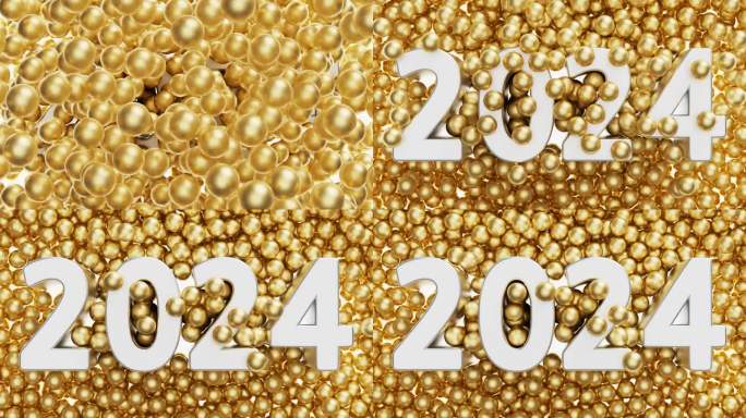 金球落在文字上2024。新年概念作品