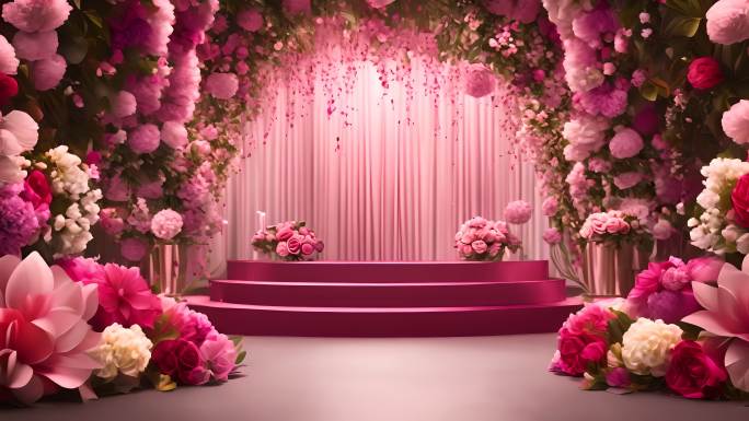 粉红色鲜花舞台背景