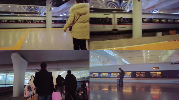 高铁动车火车春运乘客出站人流视频素材