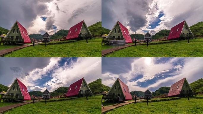 宝鸡关山牧场营地雨后的天空延时