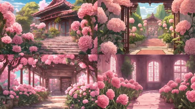 粉色鲜花花园视频素材