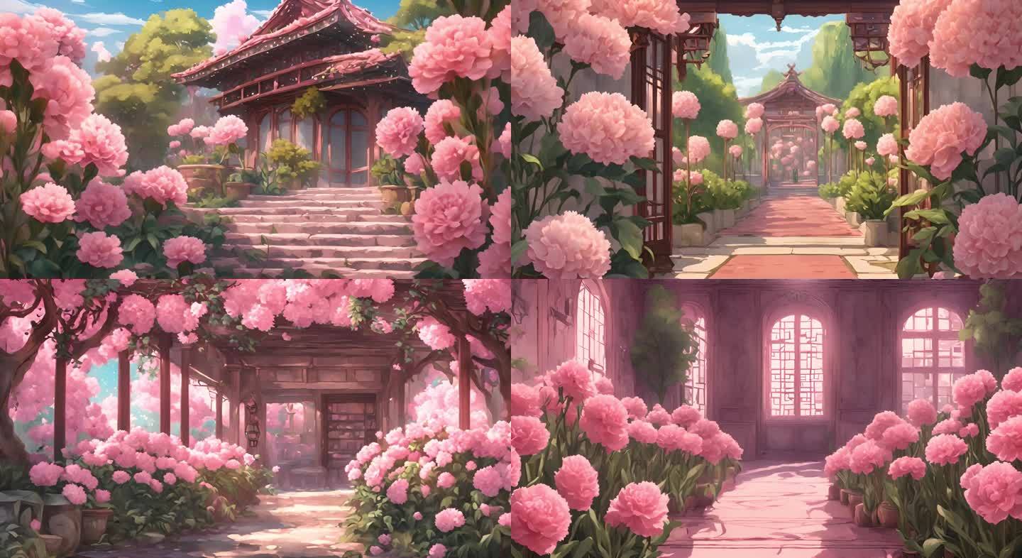 粉色鲜花花园视频素材