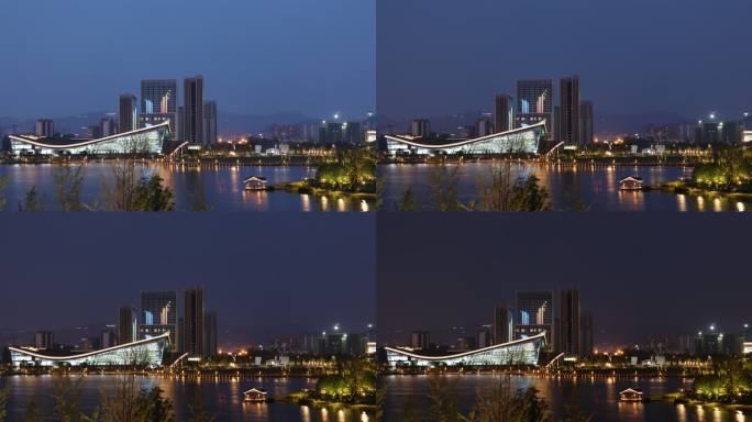 东安湖 公园 夜景 游玩 夏夜 日转夜