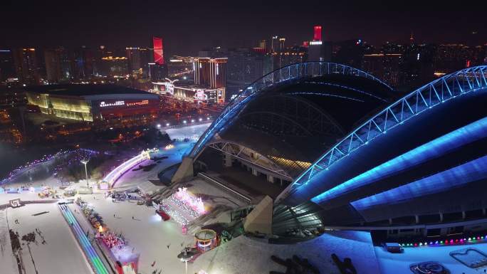 沈阳浑南奥体中心城市夜景车流