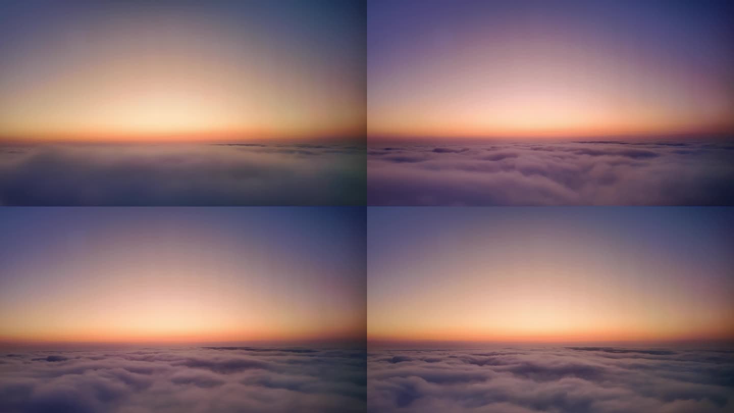 万米高空航班穿云日落天际线