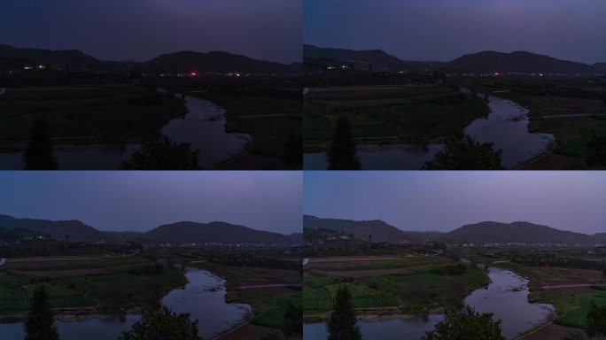 农村黎明到天亮延时摄影