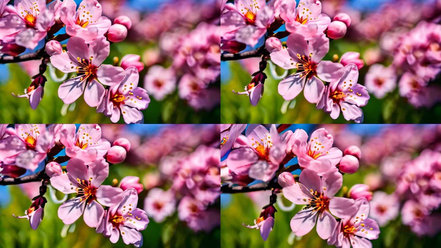 粉色花朵花儿唯美梦幻意境春天花海文艺