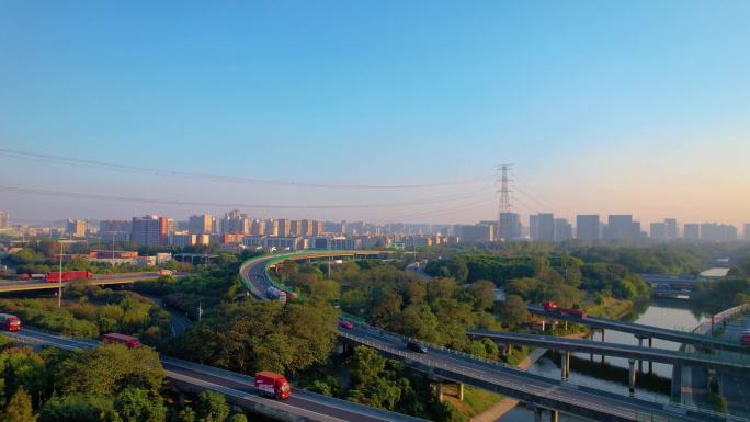 杭州钱塘新区下沙立交桥城市风景视频素材9