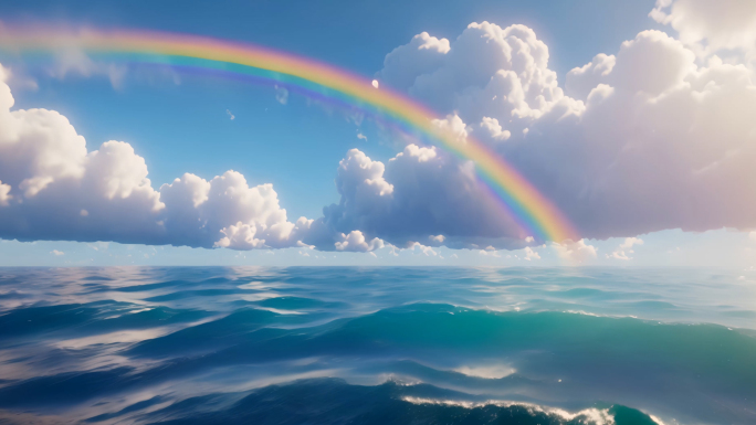 唯美梦幻的海上彩虹