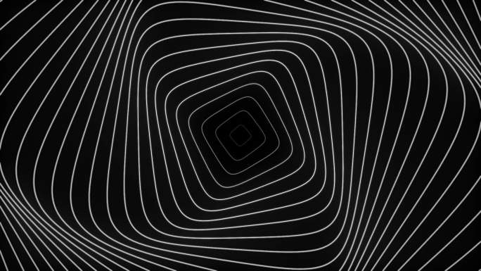 圆角正方形黑白几何动画循环隧道
