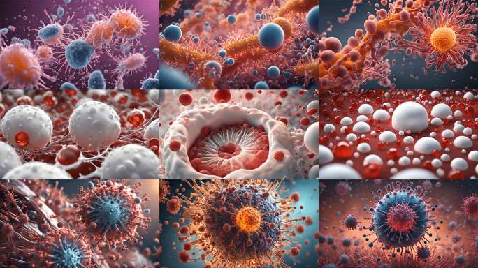 4K红细胞白细胞冠状病毒细菌分子抽象运动