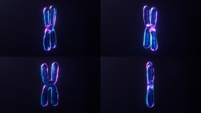 染色体与霓虹灯光效果循环动画3D渲染