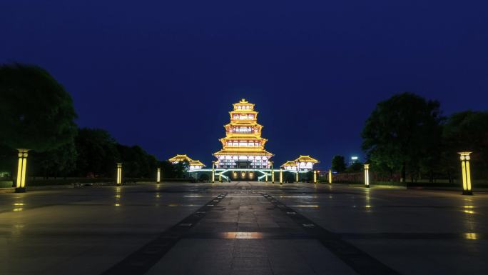 宝鸡石鼓阁夜景大范围