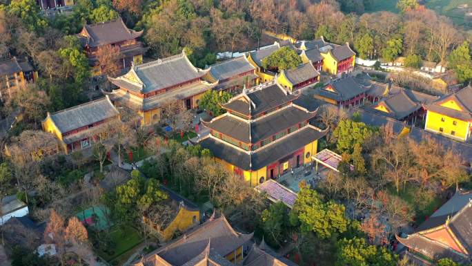 航拍灵隐寺 杭州西湖景区 佛教 寺庙