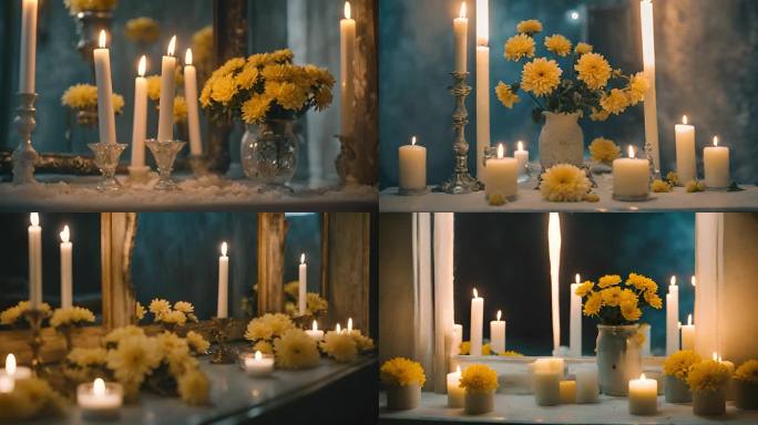 白蜡烛黄菊花祭祀祭拜
