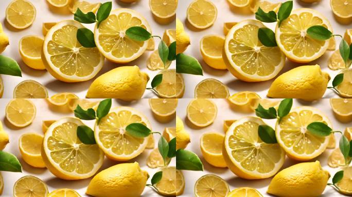 柠檬剖开展示水果