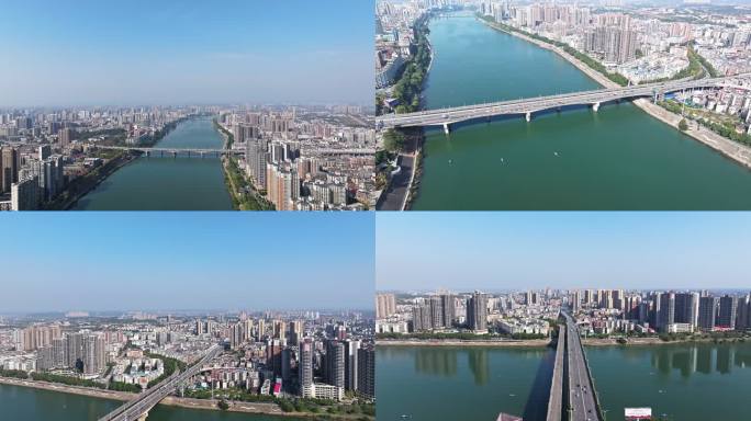【4k】衡阳湘江公铁大桥车流航拍