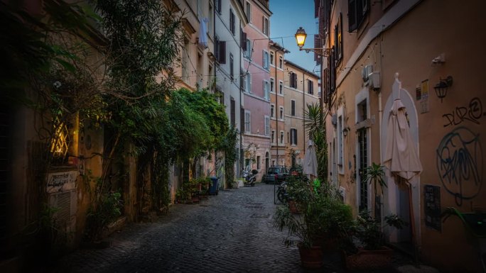 罗马狭窄的街道意大利无人街道无人小巷街道