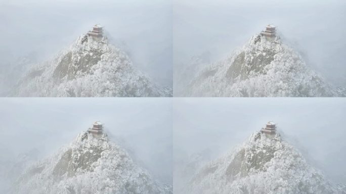 秦岭南五台灵应台冬季雪景雪松航拍44