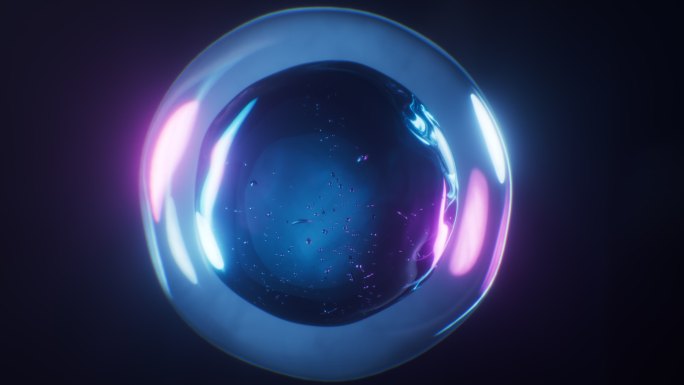 气泡与霓虹灯光效果3D渲染