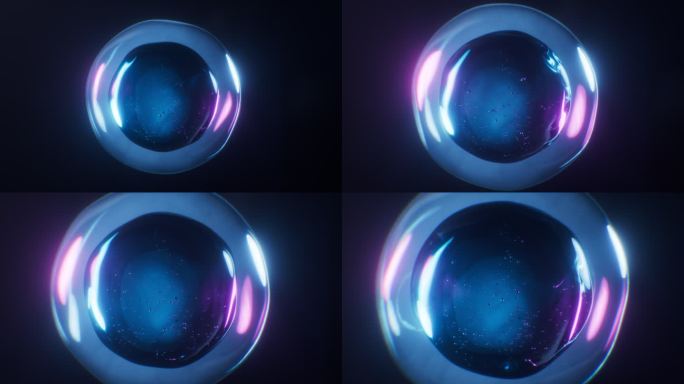 气泡与霓虹灯光效果3D渲染