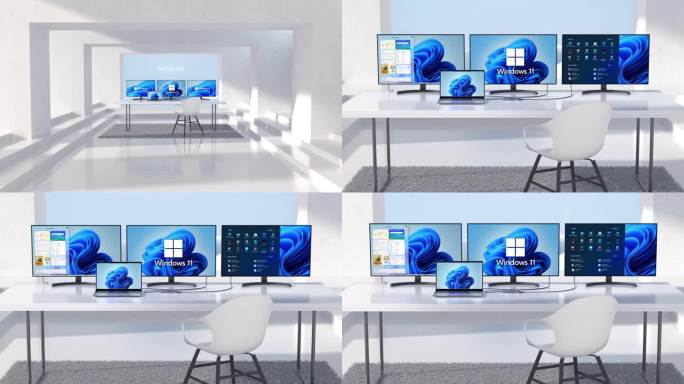 C4D微软风片头电商动画工程科技空间模板