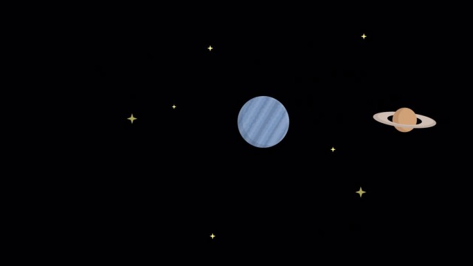 恒星和行星。宇宙背景的动画。卡通