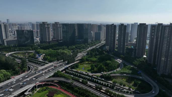 晋阳街 城市风景 车水马龙 绿化滨河