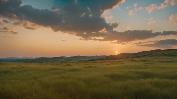 夕阳下的草原