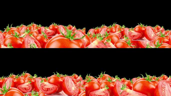 一堆成熟的西红柿的慢动作动画