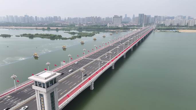 路桥交通航拍沂河北京路大桥素材