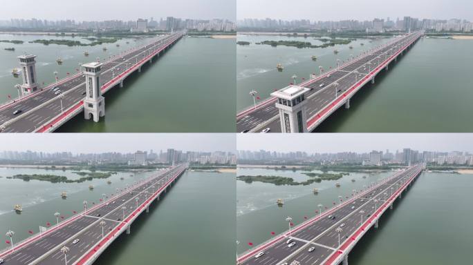 路桥交通航拍沂河北京路大桥素材