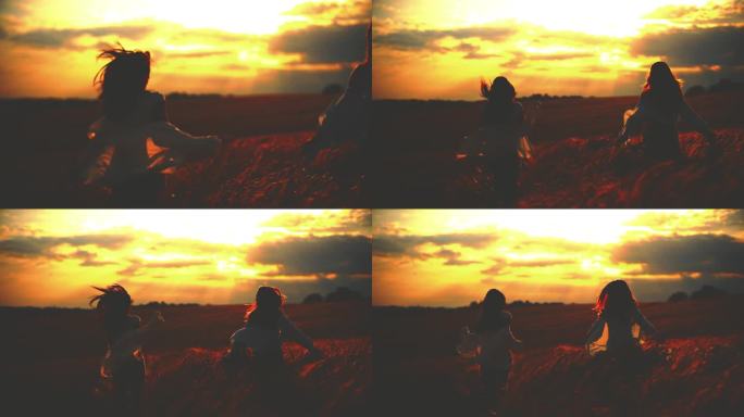 拥抱大自然的怀抱:两个女人在黄昏时分穿越麦田的旅程